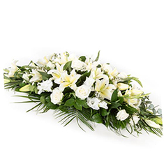 White Lily &amp; Rose Casket Spray 